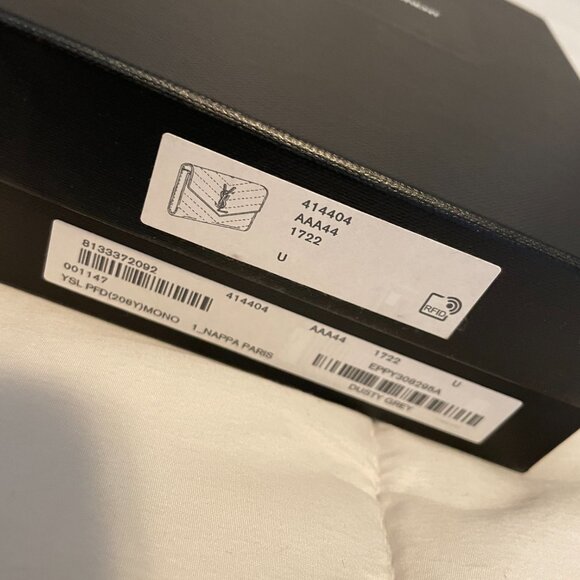 Saint Laurent Cassandre Matelassé Small Envelope Wallet in Dusty Grey - Picture 12 of 12